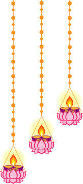 Lotus diya hangings for festival decoration