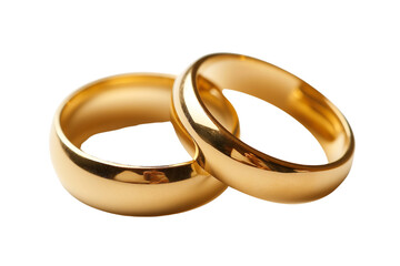 A pair of gold wedding rings, beautiful time, die cut transparent.
