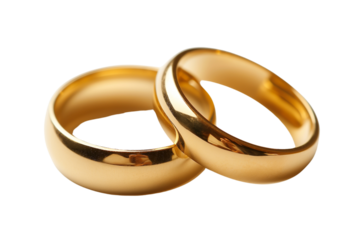 A pair of gold wedding rings, beautiful time, die cut transparent.

