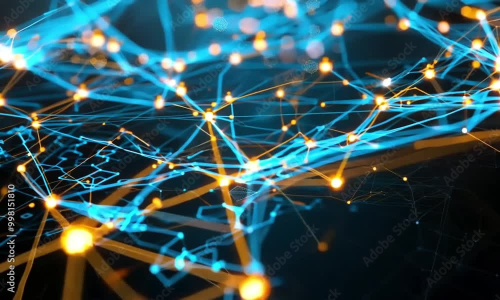 Wall mural futuristic digital network with complex connectivity technology data and intelligence abstract backg