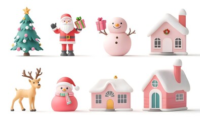 Detailed Christmas icon set in a cute,3D rendering.