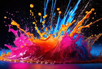 Obraz premium dynamic burst colors from exploding energy drink capturing essence vibrant refreshment, beverage, explosion, bold, splash, liquid, bright, fluid