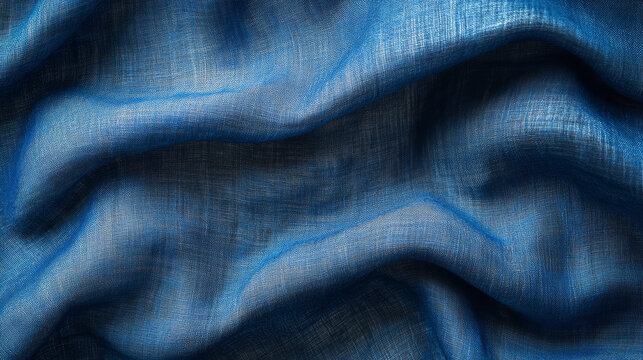 Blue fabric texture background, highlighting the fine details of a silk or linen pattern.


