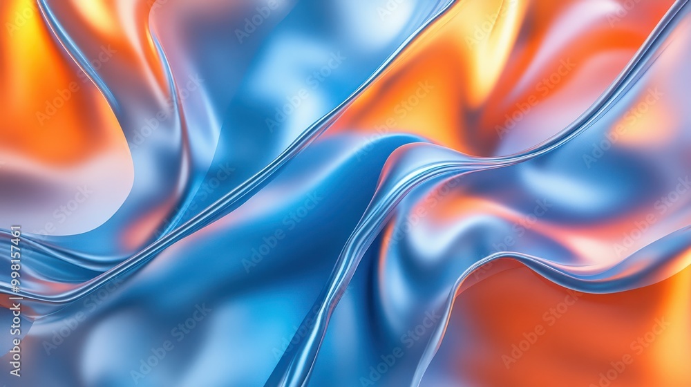 Poster abstract blue and orange background with lines - generative ai