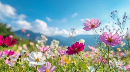 Fototapeta premium view of a field of flowers landscape scenery