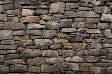 Fototapeta premium Processed collage of old medieval stone wall texture in daylight. Background for banner
