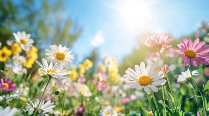 Fototapeta premium view of a field of flowers landscape scenery