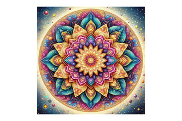 Colorful Spiritual Mandala design, white background