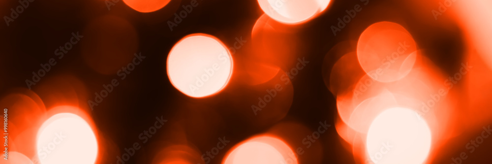 Wall mural blurred lights, dark orange background, banner texture. abstract bokeh with soft light header. wide 