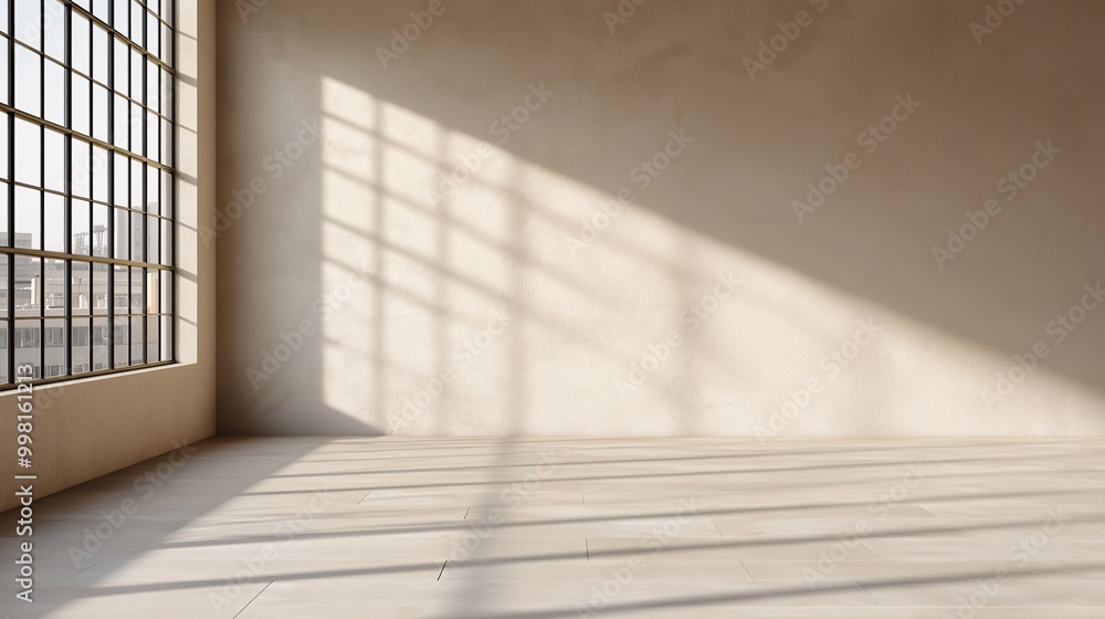 Poster Empty Room with Natural Light and Shadow Patterns