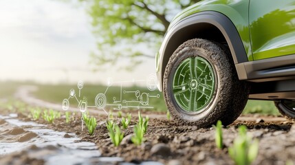 Eco-Friendly Vehicle on a Green Farming Path