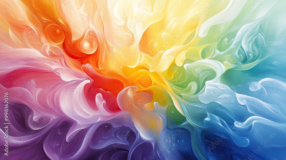 Aufkleber a colorful burst of organic forms in rainbow hues, with soft transitions between vivid colors. the n