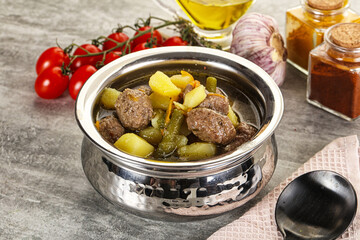 Soup with meatball and potato