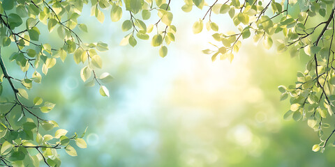 Obraz premium Sunlit Spring Leaves on Tree