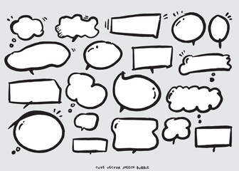 Fototapeta premium Cute vector speech bubble colorful set,Hand drawn set of speech bubbles with handwritten for book ,card, business, poster design. Vector illustration design for fashion fabrics,cute doodle