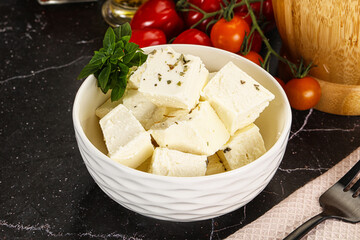 Greek traditional Feta cheese cubes