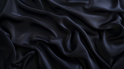 Obraz premium A processed collage showcasing the smooth, elegant wavy texture of deep black silk cloth fabric. This background is suitable for banners, backdrops, or as a texture for 3D mapping.