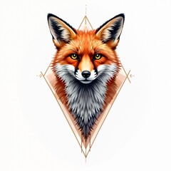 Obraz premium Sketch of fox head tattoo on isolated white background. Fox sticker.