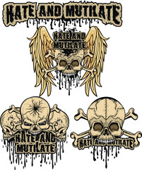 Obraz premium set, gothic sign with skull, grunge vintage design t shirts 