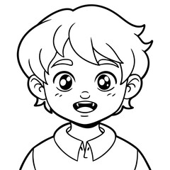 cute boy with turning pale facial expressions
