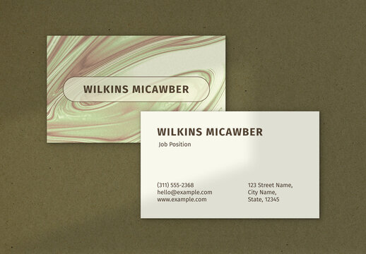 Business Card with Green Natural Texture