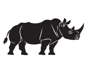 Rhino cartoon coloring page, Outline rhino, Silhouette line art rhino