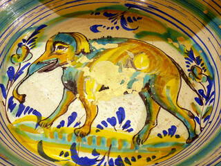 Ceramics with hand painted traditional uzbek patterns