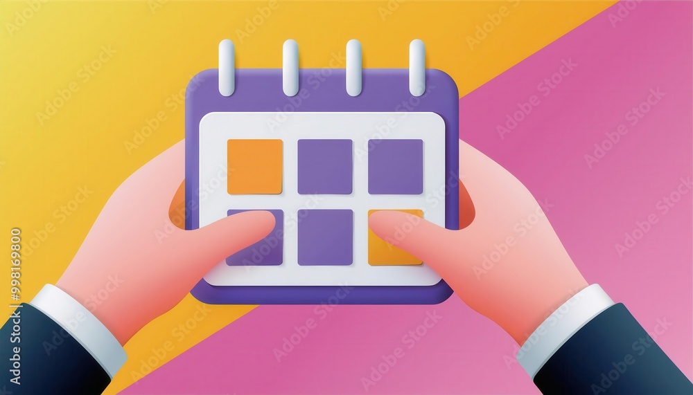 Poster hands holding a calendar planner with various event and appointment icons representing the importanc