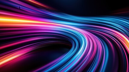 Mesmerizing swirls of vibrant multicolored light and fluid motion create a captivating futuristic digital landscape  The dynamic luminous patterns and waves of color evoke a sense of energy