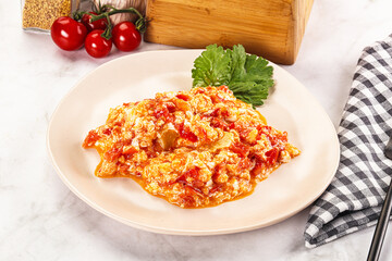 Shakshuka with tomato for breakfast