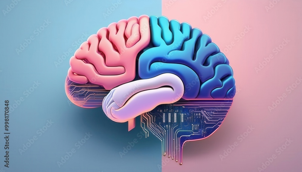 Poster vibrant conceptual image of human brain depicting cognitive processing and intellect colorful 3d ren