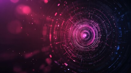 Obraz premium Abstract digital background with swirling lights and circular patterns, perfect for technology and futuristic designs.