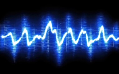 Blue Sound Wave Visualization on Black Background