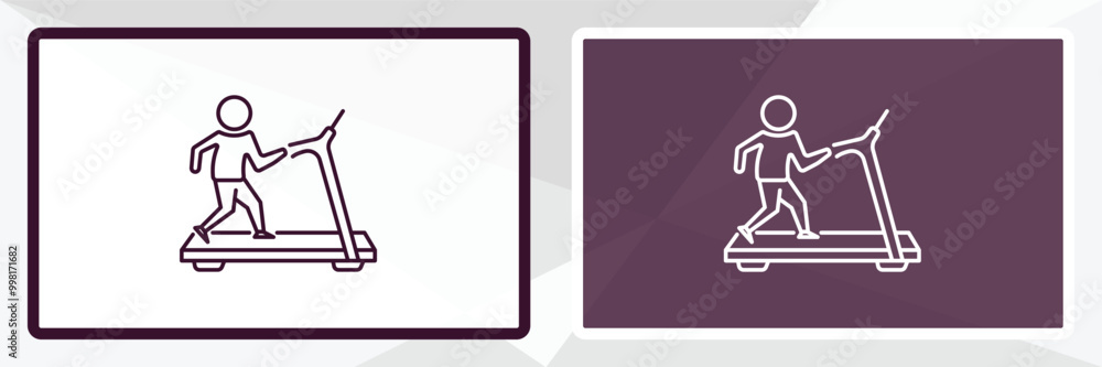 Poster running treadmill outline icon. linear vector from gym concept. thin line white and black running tr