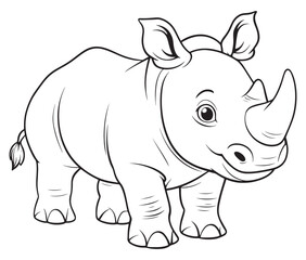 Rhino cartoon coloring page, Outline rhino, Silhouette line art rhino