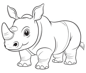 Rhino cartoon coloring page, Outline rhino, Silhouette line art rhino