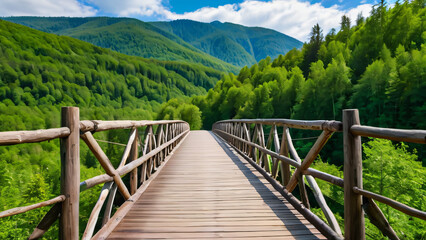 Obraz premium wooden bridge in the mountains