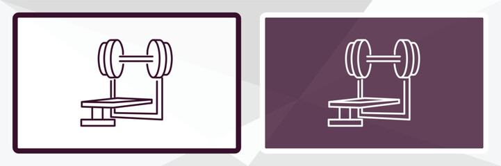 barbell bench press outline icon. Linear vector from gym concept. Thin line white and black barbell bench press icon isolated on white and dark background