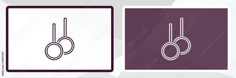Poster rings exercises outline icon. linear vector from gym concept. thin line white and black rings exerci