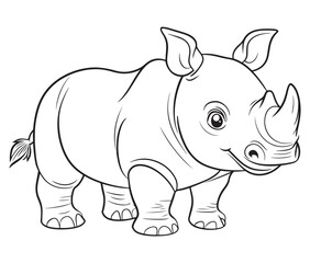 Rhino cartoon coloring page, Outline rhino, Silhouette line art rhino