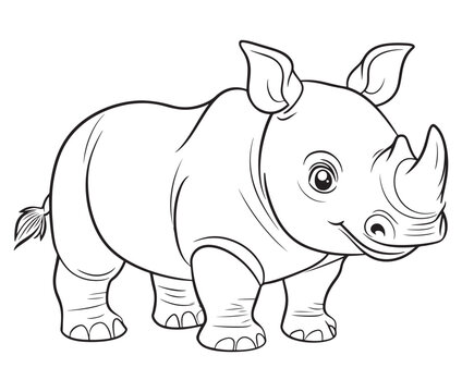 recommend clip art: Rhino cartoon coloring page, Outline rhino, Silhouette line art rhino