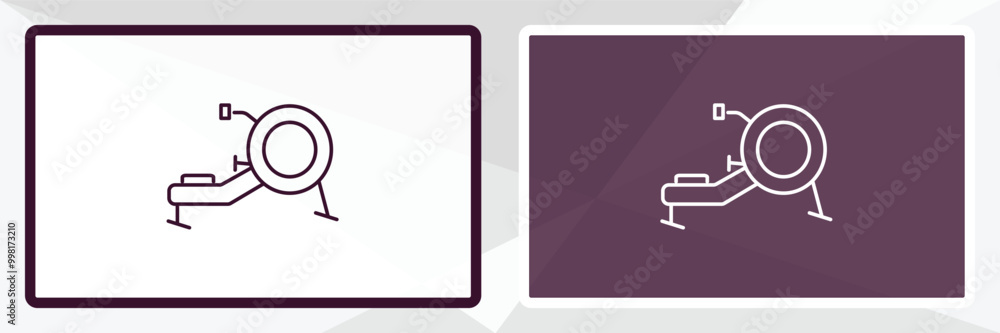 Aufkleber rowing machine outline icon. linear vector from gym concept. thin line white and black rowing machin