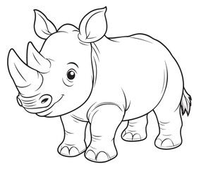 Rhino cartoon coloring page, Outline rhino, Silhouette line art rhino