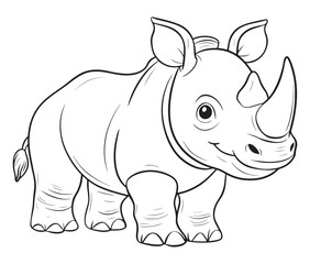 Rhino cartoon coloring page, Outline rhino, Silhouette line art rhino