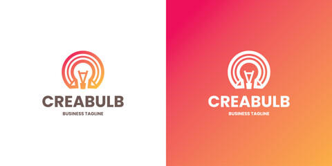 creative bulb logo vector with gradient color
