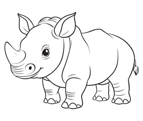 Rhino cartoon coloring page, Outline rhino, Silhouette line art rhino