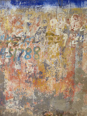 Old wall texture - rusty wall. Grunge background. Several layers of paint.