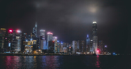 Night View across Victoria Harbour toward the Central and Admiralty districts on Hong Kong Island