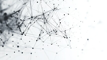 Abstract digital network with geometric lines and dots forming a mesh on a white background, perfect for big data and tech-themed visuals.