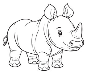 Rhino cartoon coloring page, Outline rhino, Silhouette line art rhino